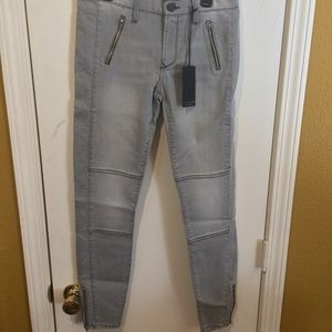 Black Orchid women's 27 ankle zipper zip pocket stretchy skinny moto jeans 27x29